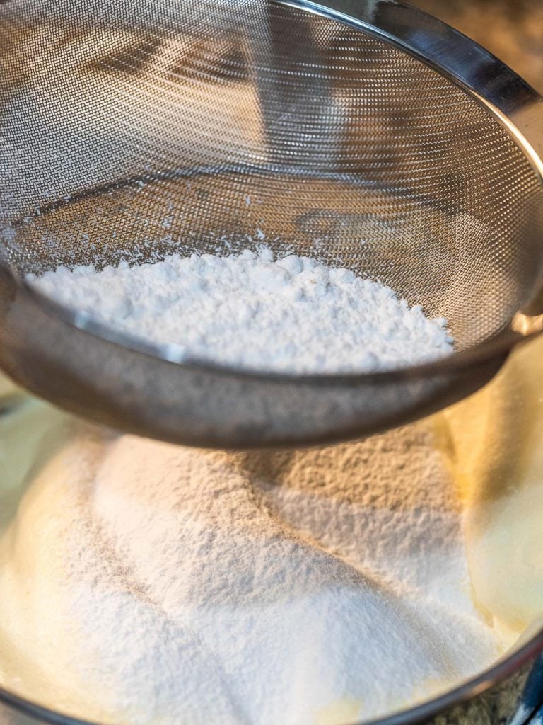 sifted flour into cake batter