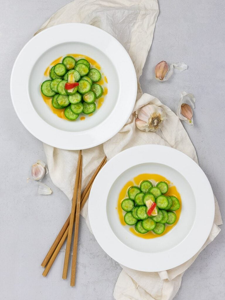  ensalada de pepino asiático, imitador de ensalada de pepino din tai fung