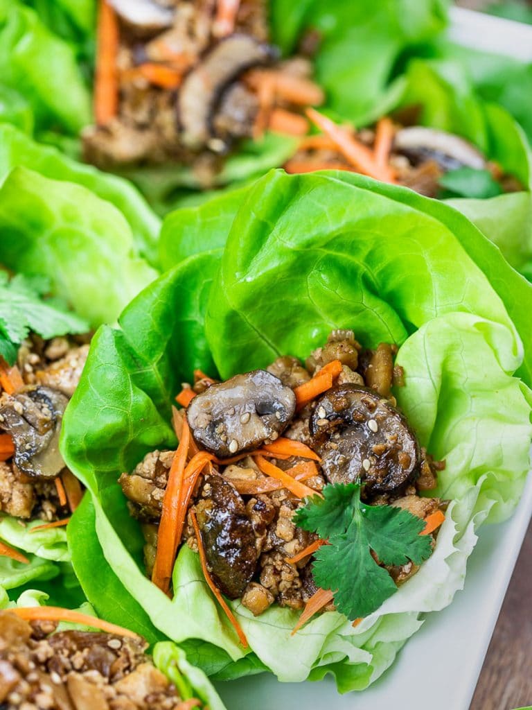 PF Chang's vegetarian lettuce wraps with tofu, mushrooms, carrots, and lettuce