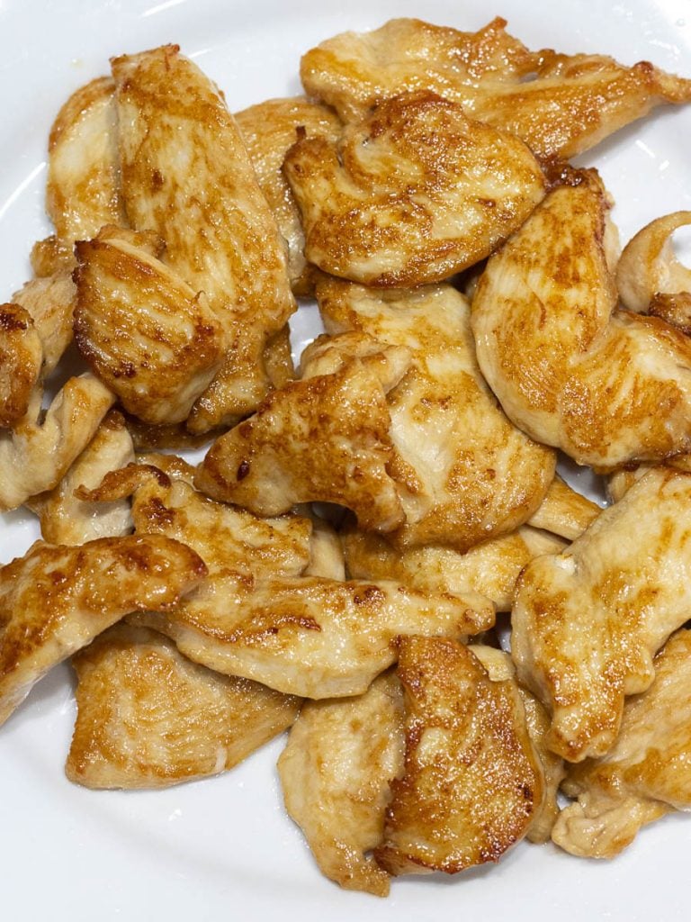 pan seared Asian marinated chicken sauteed to golden brown