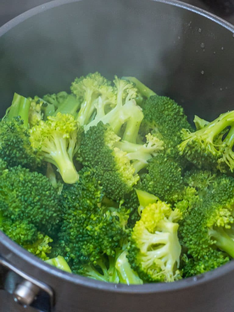 broccoli cooking in a pot