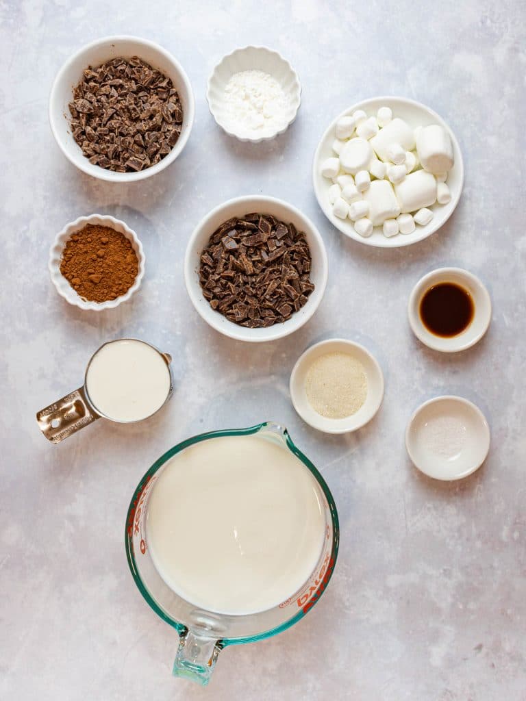 ingredients for homemade hot chocolate