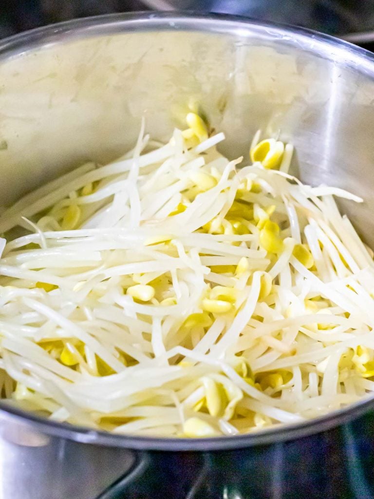 soybean sprouts steamed in a pot