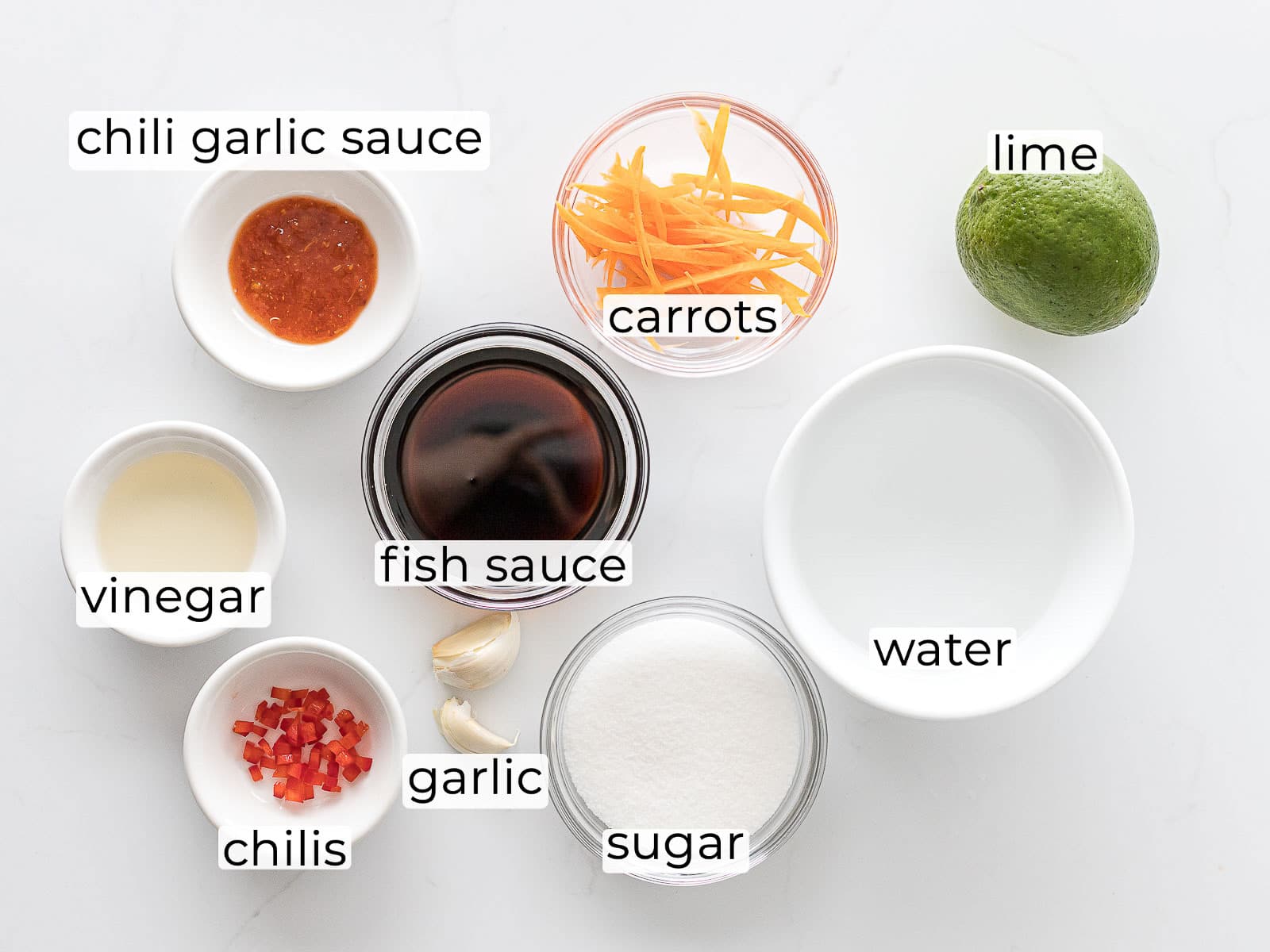 ingredients for Vietnamese dipping sauce