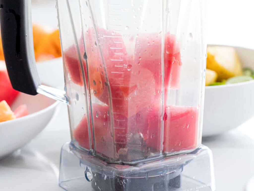 watermelon pieces in a blender