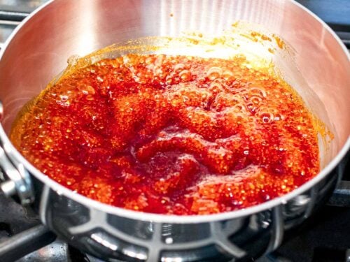gochujang sauce boiling in a pot