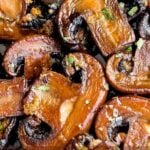 easy sauteed mushrooms text with a close up of mushrooms