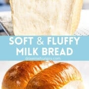 Photo collage of soft and fluffy milk bread.