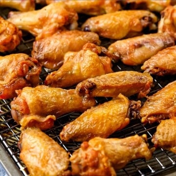 Crispy baked chicken wings with golden brown crispy skin.
