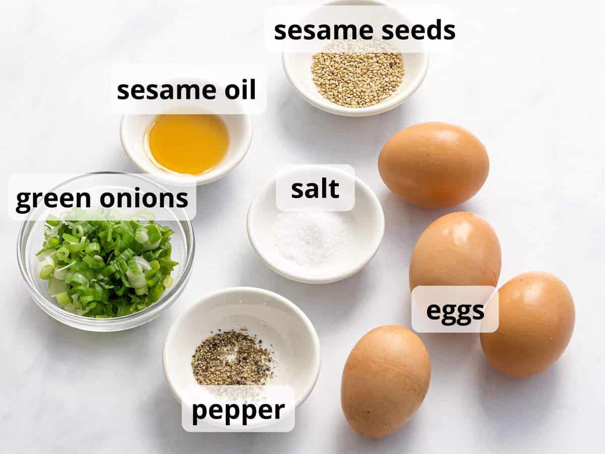Ingredients for Korean steamed eggs or gyeranjjim.