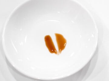 Teriyaki sauce properly reduced and thickened on a plate.