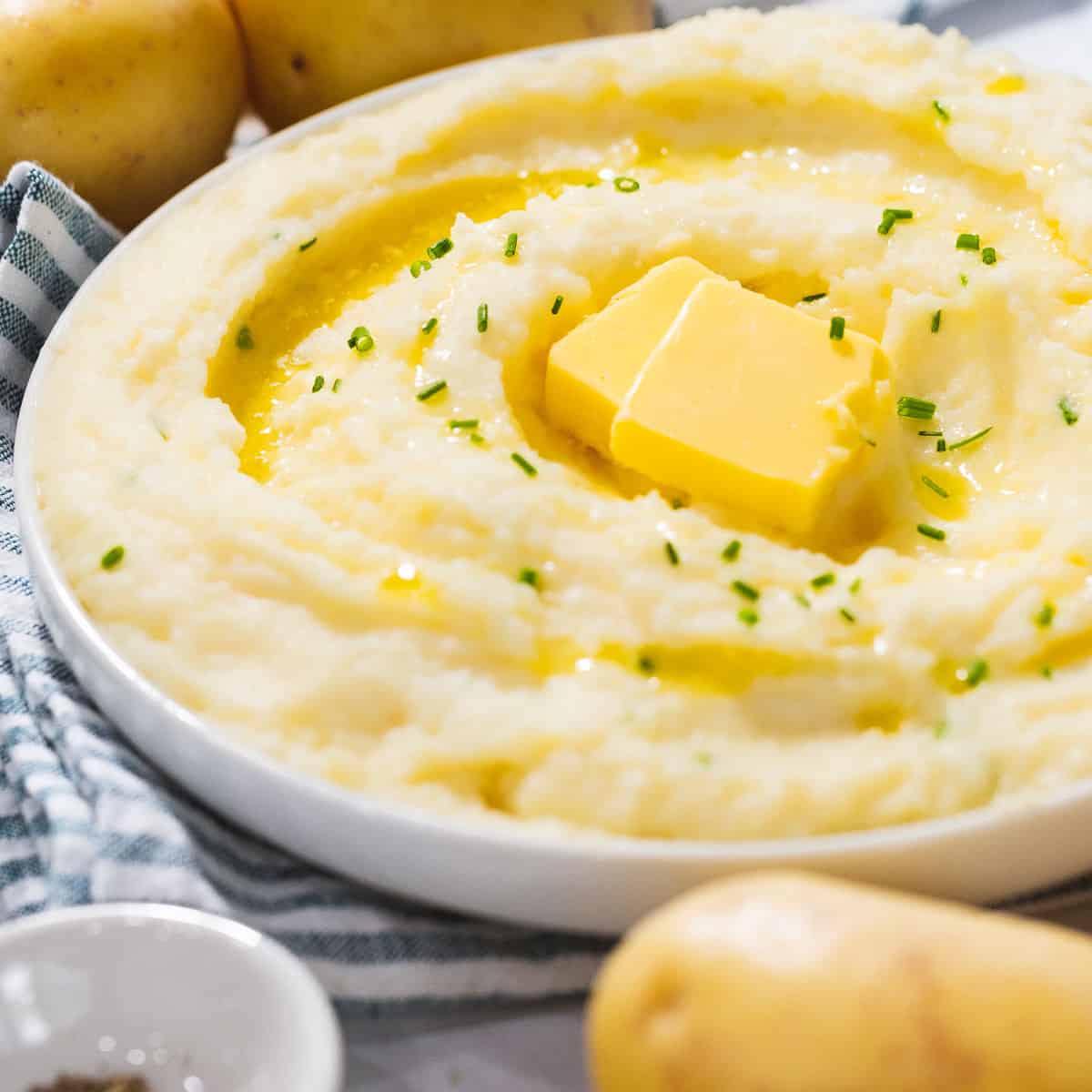 Instant Pot mashed potatoes made with Yukon gold potatoes.