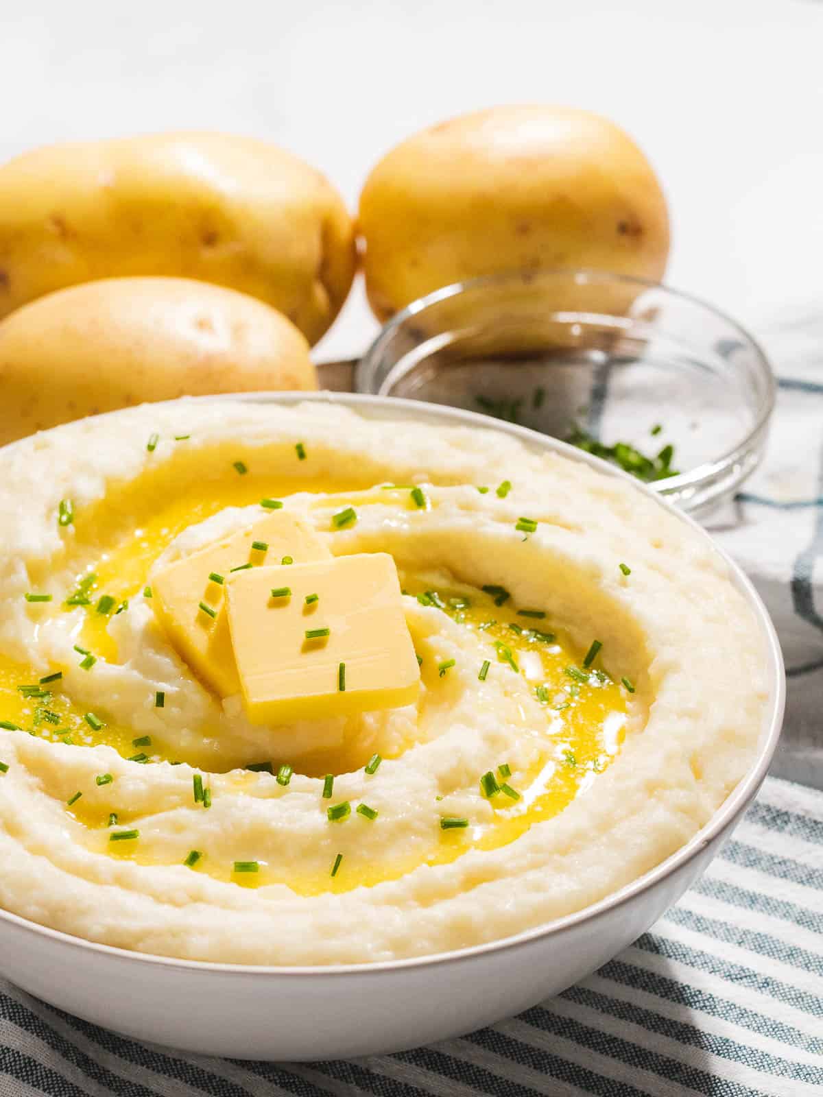 Yukon gold mashed potatoes with sour cream and chives.