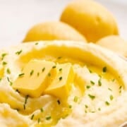 Yukon gold mashed potatoes with chives and butter.