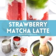 Strawberry matcha latte with step by step photos.