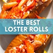 The best lobster rolls with text overlay.
