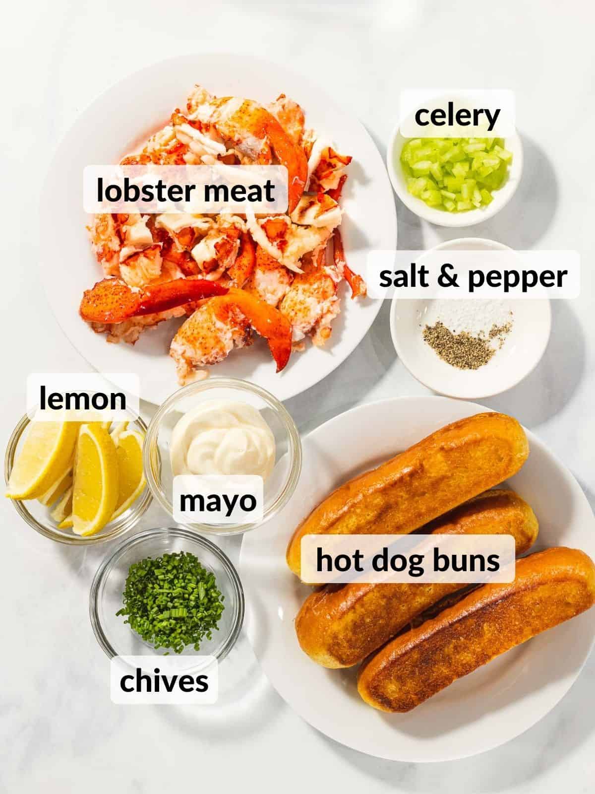 Ingredients for Maine lobster rolls.