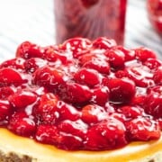 Cherry cheesecake with sour cherry topping.