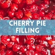 Cherry pie filling with text overlay.
