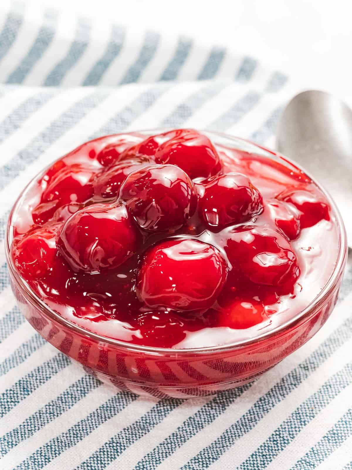 Cherry sauce used for topping desserts like cheesecake and cake.