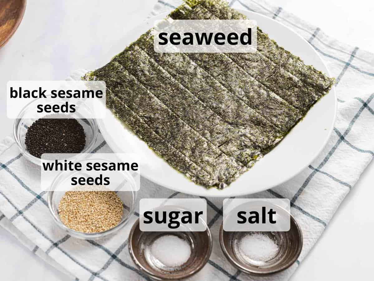 Ingredients for furikake seasoning.