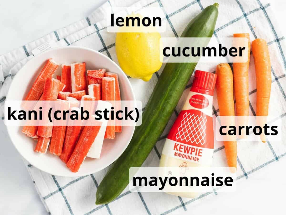 Ingredients for kani salad.