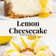 Lemon cheesecake slice with lemon curd.