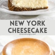 New York cheesecake with text.