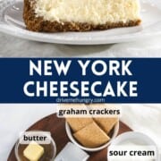 New York cheesecake with ingredients.