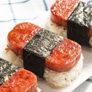 Spam musubi with text.