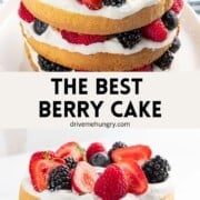 The best berry cake with strawberries, blackberries, and whipped cream.