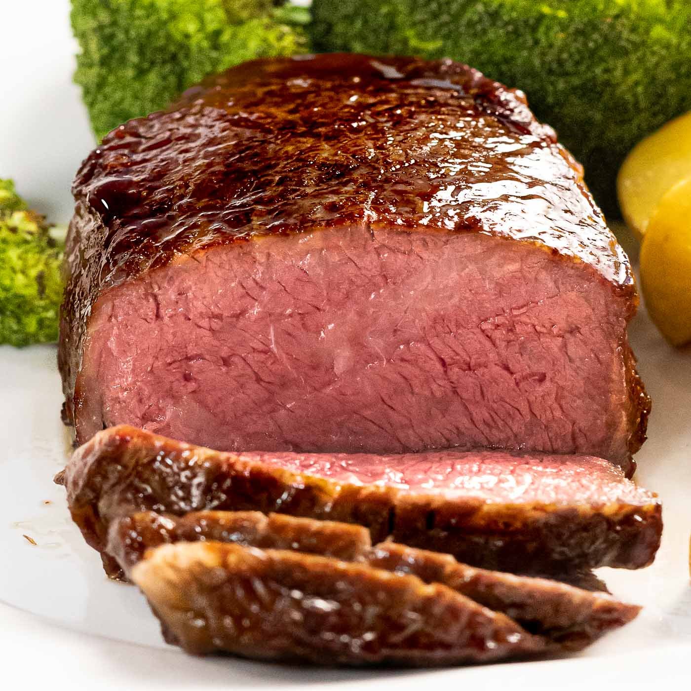 Reverse sear steak perfectly baked and seared with a brown, crispy crust.