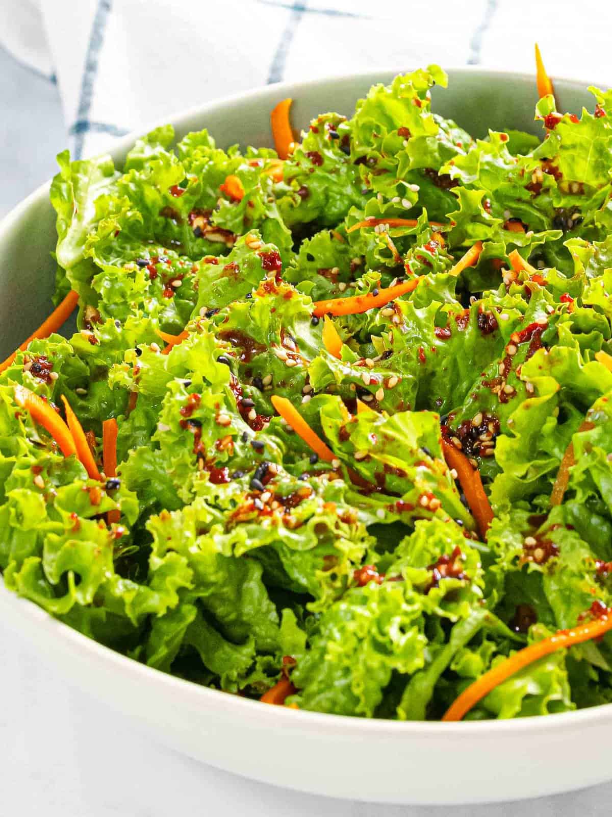Korean lettuce salad with soy dressing.