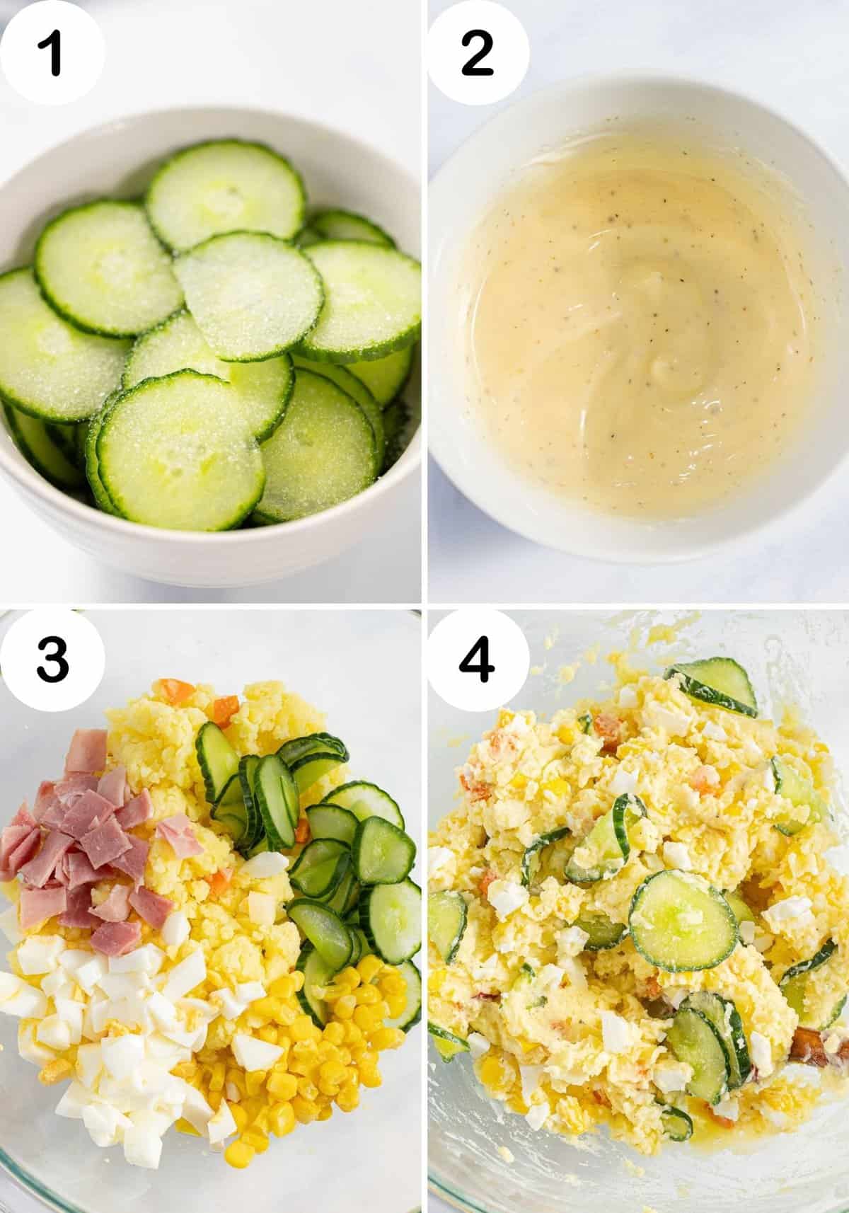 Step by step photos of how to make Japanese potato salad.